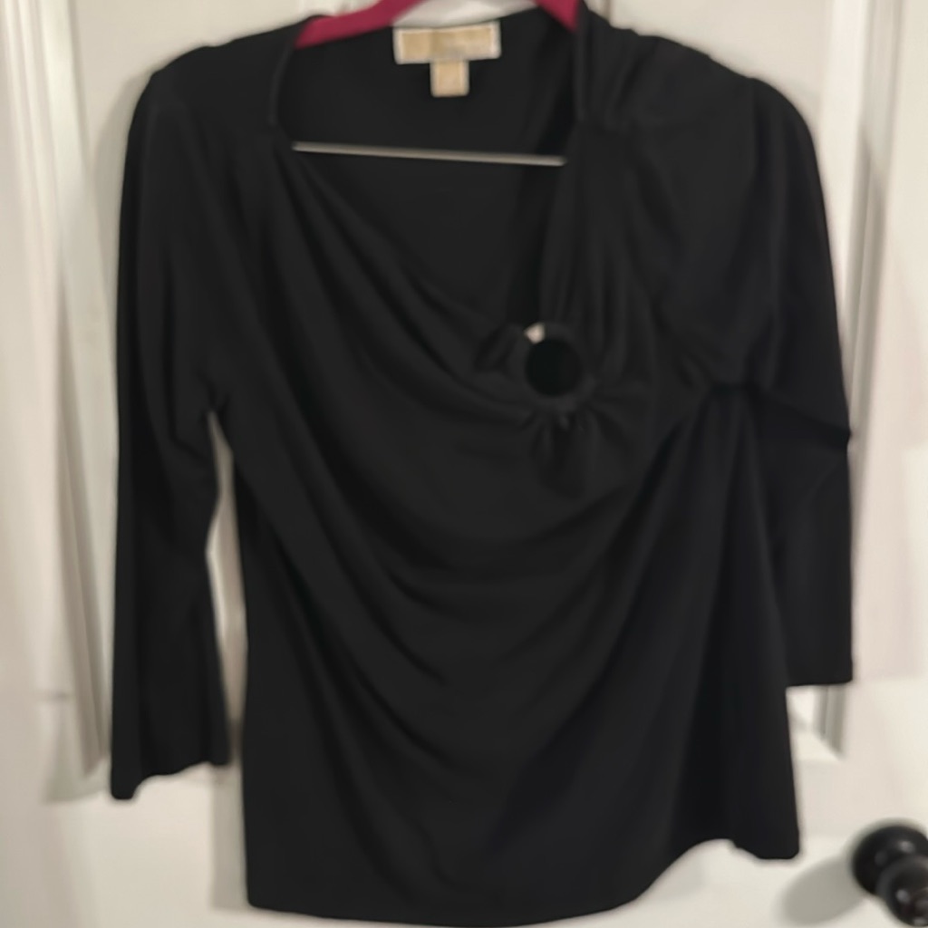 Black Michael Kors, Long Sleeve Dress Top With Keyhole Design, Super Rare